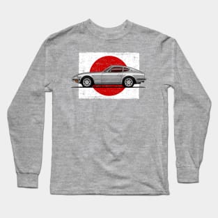The super cool japanese sports car with flag background Long Sleeve T-Shirt